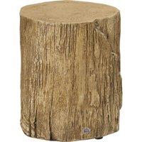 HOMCOM Tree Stump End Table, Round Concrete Side Table for Indoor and Outdoor Use, Natural Wood Effect