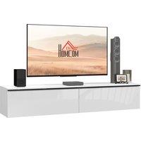 HOMCOM 160cm High Gloss Floating TV Unit Stand for TVs up to 70", Wall Mounted TV Cabinet with Storage Cupboards, White Aosom UK