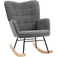 HOMCOM Wingback Rocking Chair for Nursing, Berber Fleece Nursery Glider Rocker, Modern Armchair for 