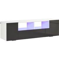 HOMCOM Modern TV Stand Unit for TVs up to 60" with LED Lights, Storage Shelves and Cupboards, 137cmx35cmx42cm, Grey Aosom UK