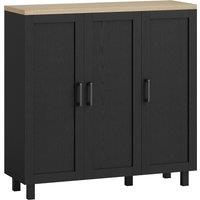 HOMCOM Sideboard Buffet Cabinet, Kitchen Storage Cabinet with 3 Doors and Adjustable Shelves for Living Room, Kitchen, Black