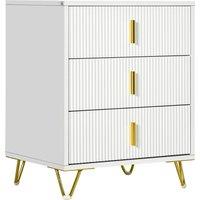 HOMCOM Elegant Chest of Three Drawers - White/Gold-Tone Aosom UK