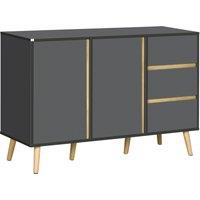 HOMCOM Sideboard, Modern Kitchen Cupboard with Double Doors and 3 Drawers, Adjustable Shelves for Living Dining Room, Dark Grey Aosom UK