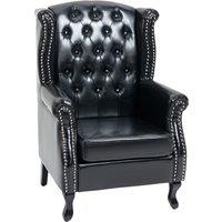 Chesterfield-style Wingback Accent Chair, HOMCOM Single Sofa Tufted Armchair with Nail Head Trim for Living Room Bedroom, Black Aosom UK