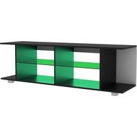 HOMCOM TV Stand, 145cm Modern TV Unit with Glass Shelves, RGB LED Light for 32 40 43 50 52 55 60 inch 4k TV, Black Aosom UK