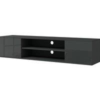 HOMCOM Floating TV Stand Cabinet for TVs up to 60", Wall Mounted TV Unit w/ Open Shelf, Storage Cupboards & Cable Management, Grey Aosom UK