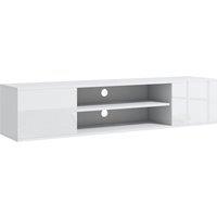 HOMCOM Floating TV Stand Cabinet for TVs up to 60", Wall Mounted TV Unit w/ Open Shelf, Storage Cupboards, Cable Management, White