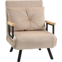 HOMCOM Click Clack Chair Bed, Convertible Single Chair Couch with 2 Cushions, for Living Room, Bedroom, Beige