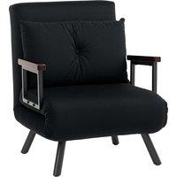 HOMCOM 4-in-1 Velvet-Feel Single Chair Bed, with Pillow - Black
