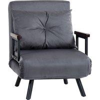 HOMCOM 4-in-1 Velvet-Feel Single Chair Bed, with Pillow - Charcoal Grey Aosom UK