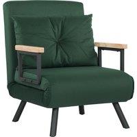 HOMCOM 4-in-1 Velvet-Feel Single Chair Bed, with Pillow - Green