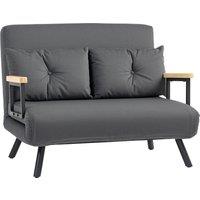 HOMCOM 4-in-1 Velvet-Feel Double Sofa Bed, with Pillows - Dark Grey
