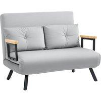 HOMCOM 4-in-1 Velvet-Feel Double Sofa Bed, with Pillows - Light Grey