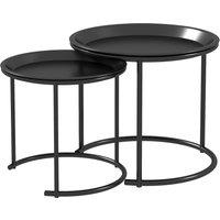 HOMCOM Nesting Tables Set of 2, Side End Table with Removable Tabletop Tray and Steel Frame for Living Room, Bedroom, White