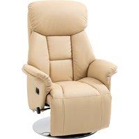 HOMCOM Adjustable Swivel Recliner, Manual Recliner Chair with Footrest, Padded Arms, PU Leather Upholstery, Beige