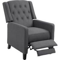 HOMCOM Wingback Recliner Chair for Home Theater, Button Tufted Microfibre Cloth Reclining Armchair with Leg Rest, Anti-Cat-Scratch, Deep Grey