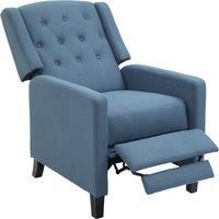 HOMCOM Wingback Recliner Chair for Home Theater, Button Tufted Microfibre Cloth Reclining Armchair with Leg Rest, Deep Blue Aosom UK