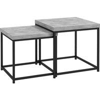 HOMCOM Coffee Table Set of 2, Nest of Tables with 3.5cm Thick Tabletop, Grey