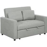 HOMCOM Velvet-Feel Two-Seater Sofa Bed - Light Grey