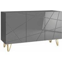 HOMCOM Modern Luxe High Gloss Sideboard, with Hairpin Legs, Grey