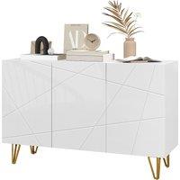 HOMCOM Storage Cabinet with High Gloss Front, Freestanding Sideboard with Adjustable Shelves, Soft-Close Doors and Gold Tone Hairpin Legs Aosom UK