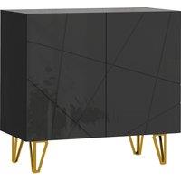 HOMCOM Modern Luxe High Gloss Sideboard, with Hairpin Legs - Black