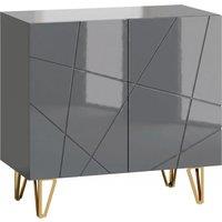 HOMCOM Modern Luxe High Gloss Sideboard, with Hairpin Legs - Grey