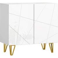 HOMCOM Modern Luxe High Gloss Sideboard, with Hairpin Legs - White