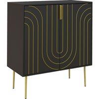 HOMCOM Art Deco Inspired Sideboard, with Adjustable Shelf - Black/Gold Tone Aosom UK