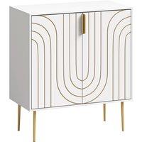 HOMCOM Modern Kitchen Cupboard, Storage Cabinet with 2 Doors, Adjustable Shelf and Metal Legs, White