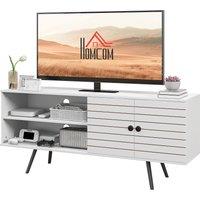 HOMCOM TV Stand Cabinet for 65 Inch TVs, TV Unit with Open Shelves, Soft-close Door & Cable Holes, Entertainment for Living Room, White Aosom UK