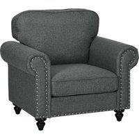 Mid-Century Armchair, HOMCOM Single Sofa with Pocket Springs - Dark Grey Aosom UK