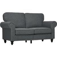 HOMCOM Two-Seater Mid-Century Sofa, with Pocket Springs - Charcoal Grey Aosom UK