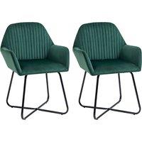 HOMCOM Velvet Armchair Duo: Luxurious Lounge Seating with Metal Base, Emerald Green Aosom UK