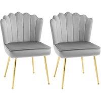 HOMCOM Shell Luxe Velvet Accent Chair, Modern Living Room Chair with Gold Metal Legs for Living Room, Bedroom, Home Office, Set of 2, Grey Aosom UK