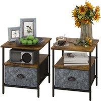 HOMCOM Set of 2 Bedside Table, Nightstand with Non-Woven Fabric Drawer, Side Table, End Table for Living room, Bedroom, Rustic Brown Aosom UK