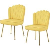 Set of 2 Velvet-Feel Shell Accent Chair - Yellow