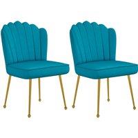 Set of 2 Velvet-Feel Shell Accent Chair - Blue