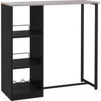 HOMCOM Breakfast Bar Table, Bar Table with 3-Tier Storage Shelf and Wine Rack, 105W x 40D x 105H cm, Black