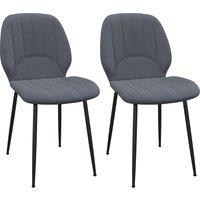 HOMCOM Velvet Dining Chairs Set of 2, 2 Piece Dining Room Chairs with Backrest, Padded Seat and Steel Legs, Dark Grey