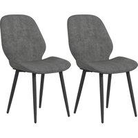 HOMCOM Velvet Dining Chairs with Metal Legs, Cosy Seating, Set of 2 Kitchen Chairs for Dining & Living Room, Grey Aosom UK