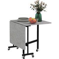 HOMCOM Drop Leaf Dining Table, Folding Kitchen Table with Metal Frame, Rolling Kitchen Dining Table for Small Spaces, Grey Aosom UK