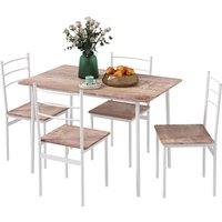 HOMCOM 5 Piece Dining Table and Chairs Set, Dining Room Sets w/ Steel Frame, Space Saving Table and 4 Chairs for Compact Kitchens, White Aosom UK
