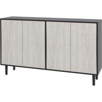 HOMCOM Kitchen Sideboard Storage Cabinet for Living Room with Adjustable Shelves 4 Doors and Pine Wood Legs Black Aosom UK