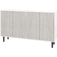 HOMCOM Kitchen Sideboard Storage Cabinet for Living Room with Adjustable Shelves 4 Doors and Pine Wood Legs White