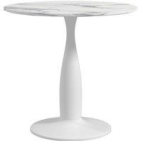 HOMCOM Small Round Dining Table, with Steel Base, Non-slip Foot Pad, Compact Size for Kitchen, Dining Room, White and Grey Aosom UK