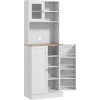 HOMCOM Two-Part Kitchen Storage Cabinet - White