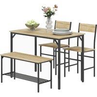 HOMCOM Four-Piece Dining Set, With Table, Chairs and Bench