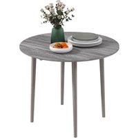 HOMCOM Folding Dining Table for 4, Round Drop Leaf Table, Modern Space Saving Small Kitchen Table with Wood Legs for Dining Room, Grey