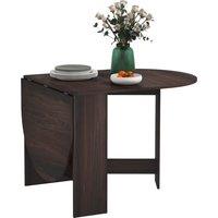 HOMCOM Folding Dining Table, Drop Leaf Table for Small Spaces, Oval Tabletop for Dining Room, Chocolate Wood Effect